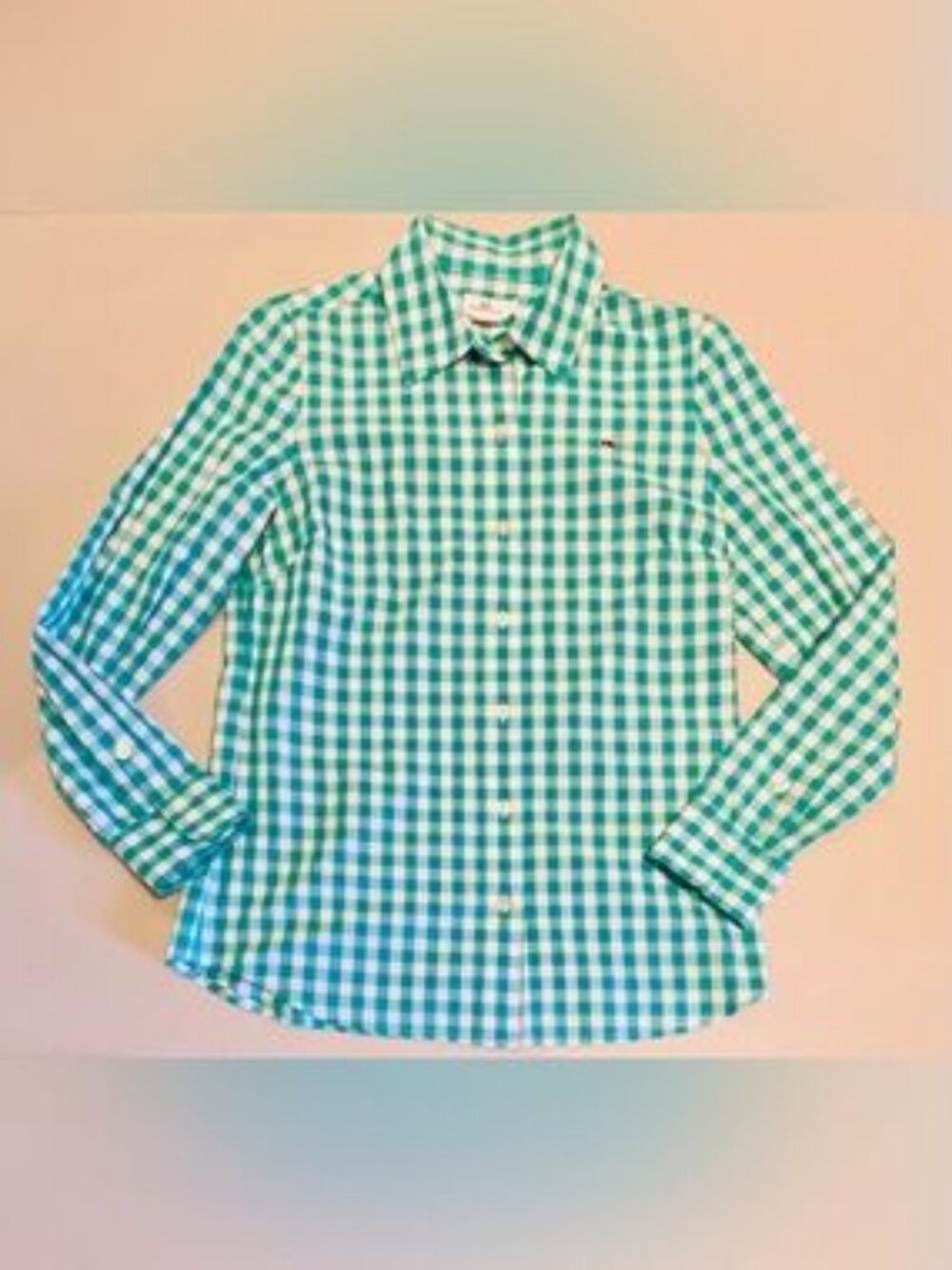 Vineyard Vines Green and White Gingham Button-Up Top, size 2, NWT - Picture 8 of 9